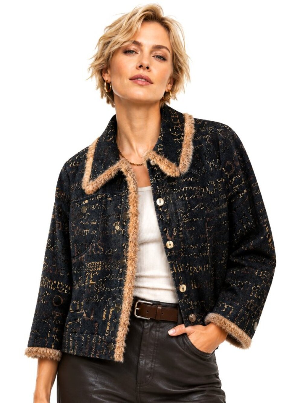 Wraps by Canvasbacks Rabbit Trim Print Jacket